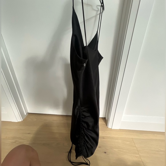 Topshop Ruched Satin Black Mini Dress - Picture 10 of 10